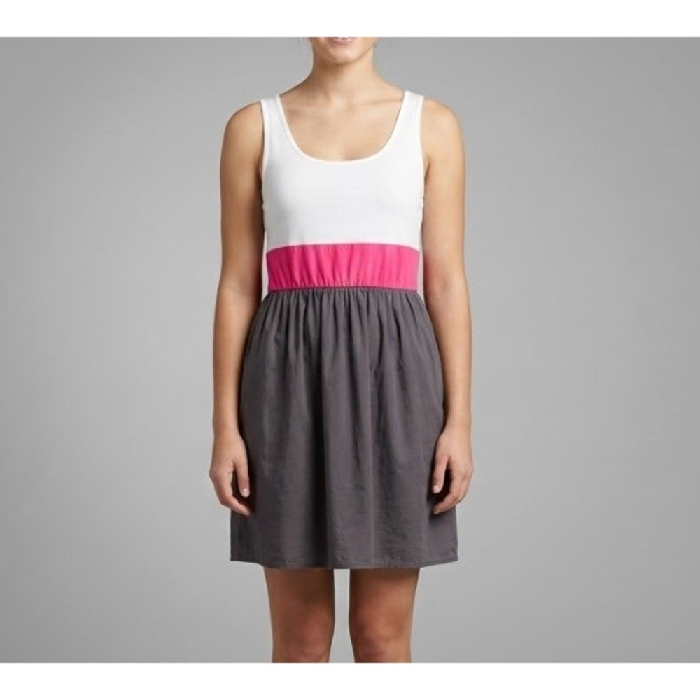 dELiAs Dress Juniors XS White Pink Gray Colorblock Mini Tank Sun Vtg Y2K 2000s
